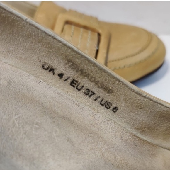 TED BAKER Loafer Buckle Stitched Leather Heels Women's 6 Round Toe Shoes Beige - Picture 13 of 14